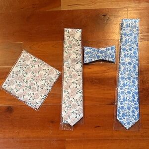 Smith & Quinn Floral Necktie Set with Matching Pocket Square and Bow Tie